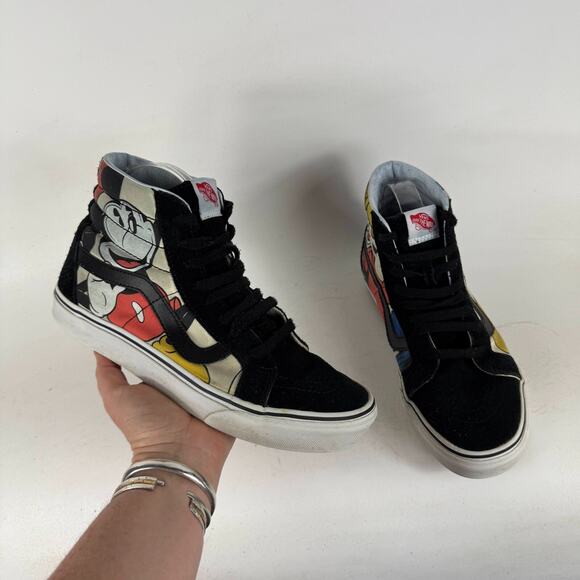 Vans x Disney Sk8-Hi Sneakers Men’s 8 Black Suede Mickey Mouse Lace-Up Ankle - Picture 1 of 10